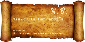 Miskovits Barnabás névjegykártya